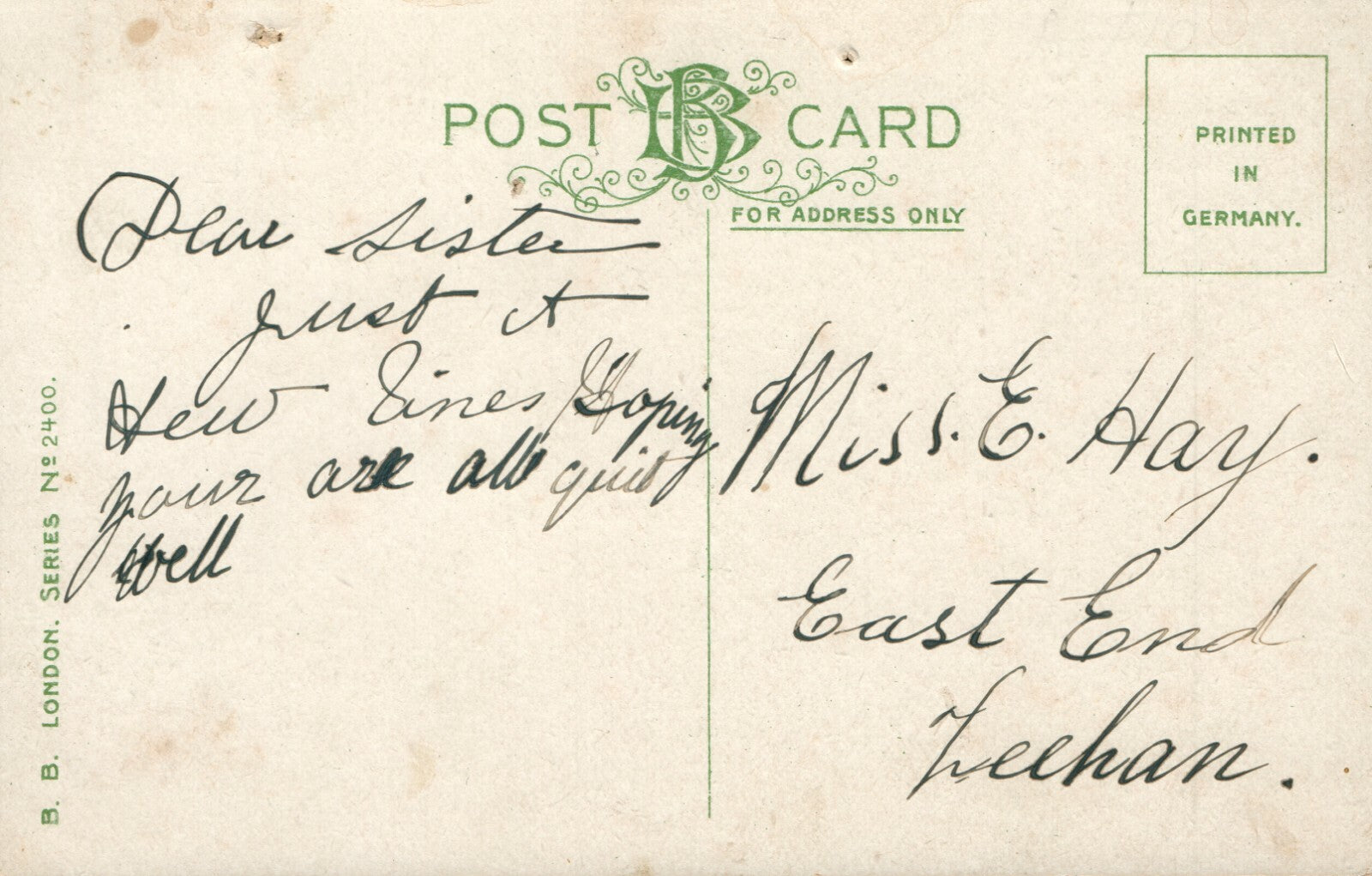 BB LONDON Series 2400 Artist Signed A Asti  beautiful lady in pink postcard