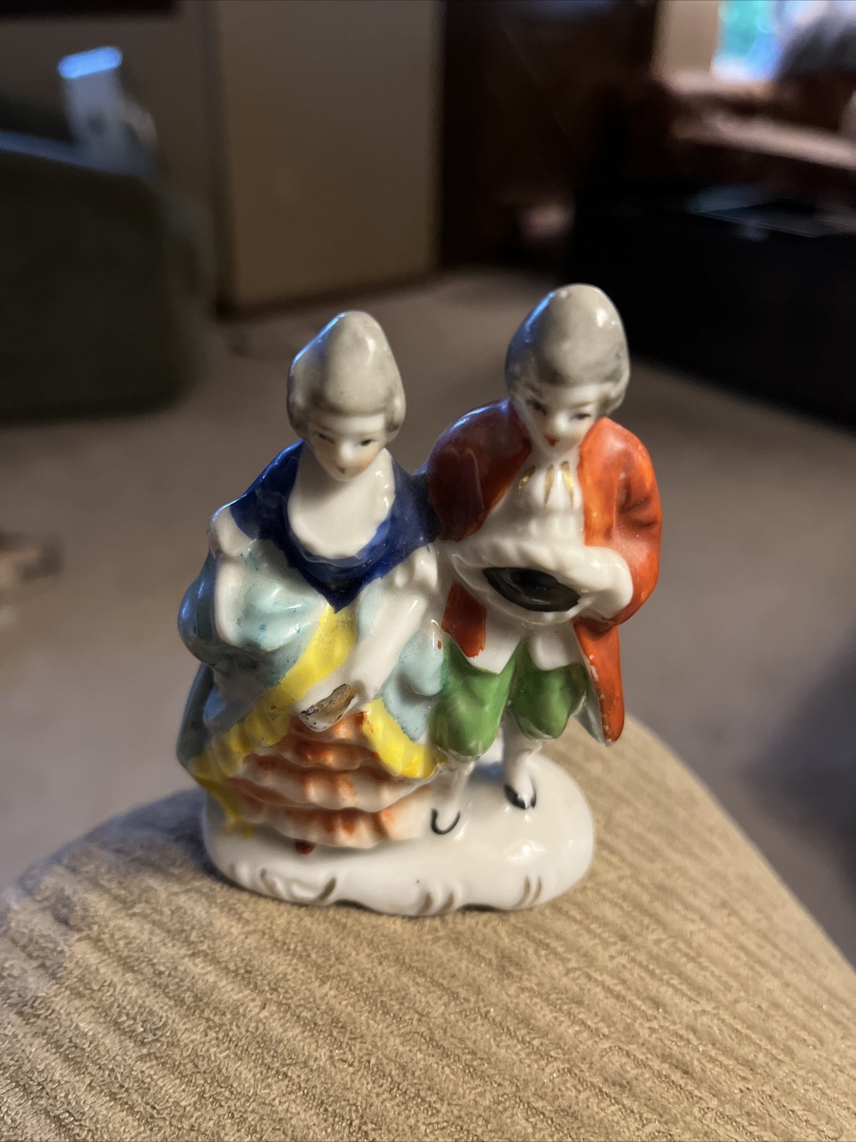 Vintage Porcelain Figurine Victorian Couple Hand Painted Made in Occupied Japan