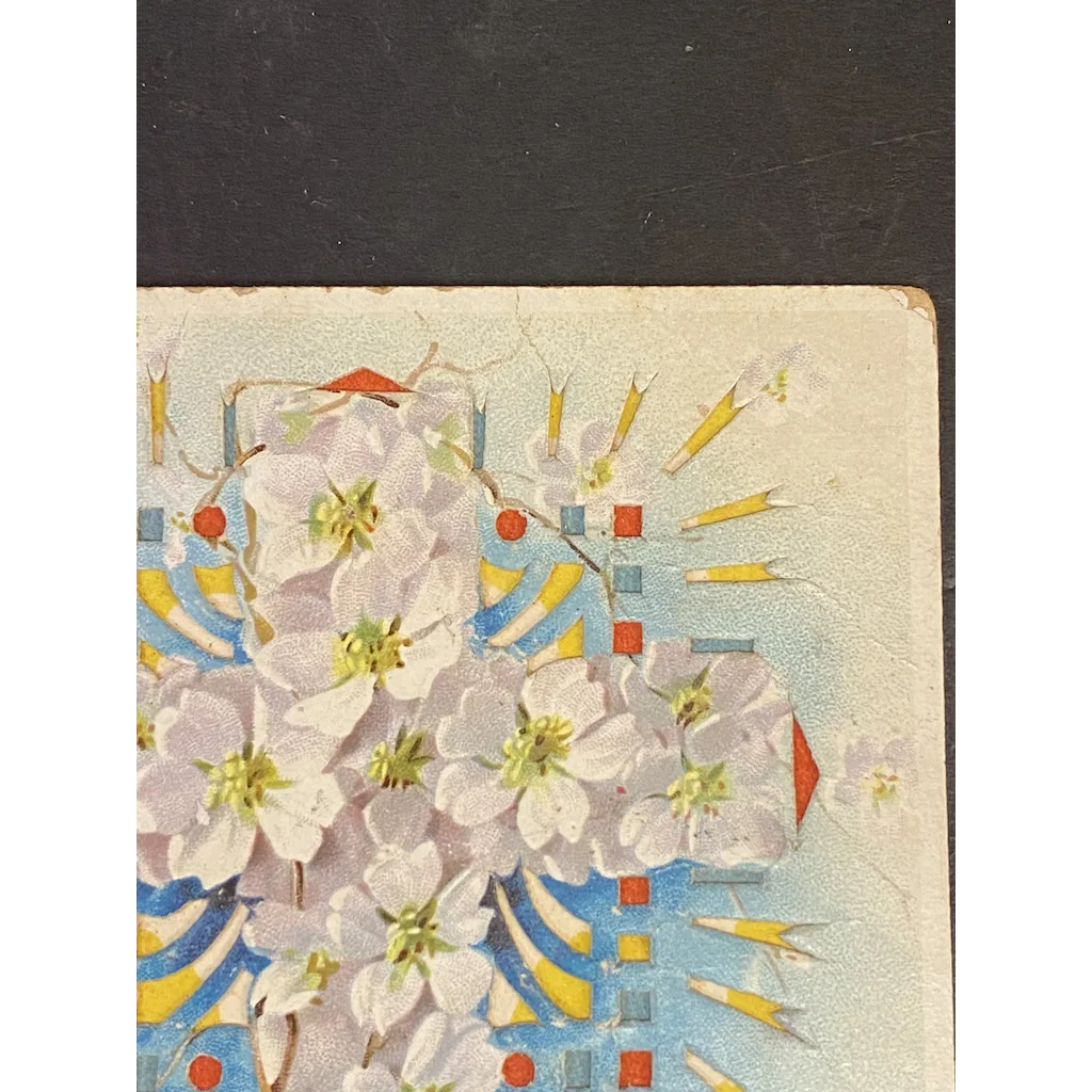 A Happy Easter Cross with Flowers Hold To the Light Vintage Easter HTL Postcard