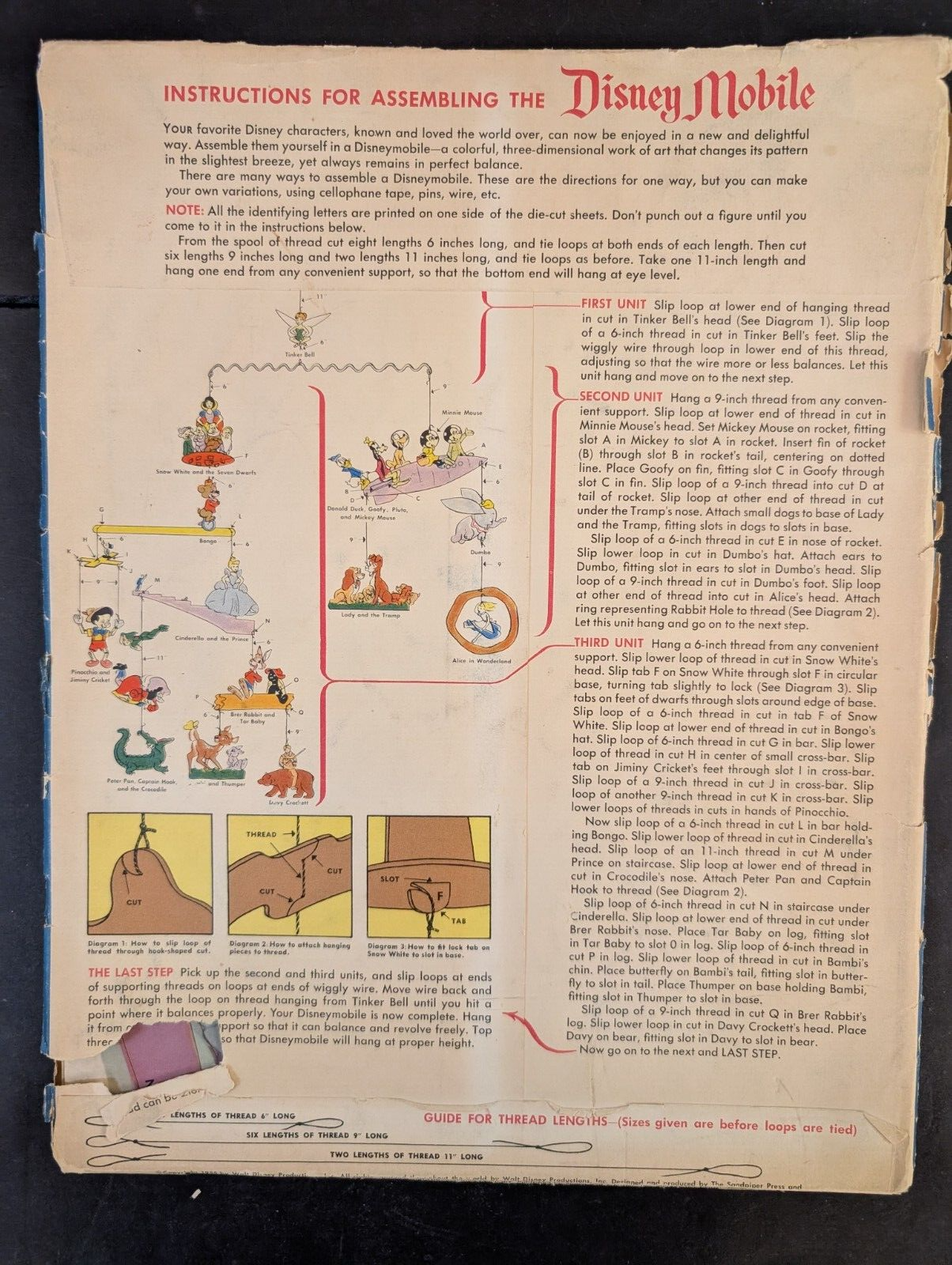 1955 SIMON AND SCHUSTER Walt Disney Mobile Original Envelope - all there! Unused