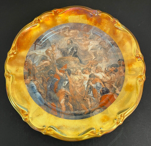 Vintage Bavaria Decorative Plate with Gold Trim - Ingresso Di Enrico IV A Parigi