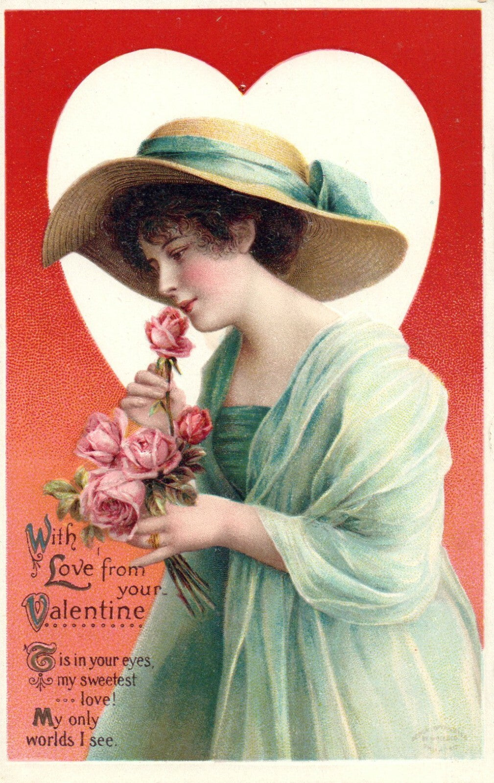 Artist signed Ellen Clapsaddle Series 4245 Valentine Postcard 