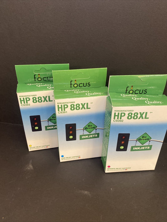 3 Remanufactured Hp 88 Printhead Set Yellow  Magenta & Cyan EXPIRED 2014