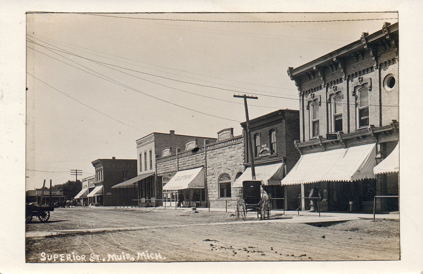 RPPC Superior Street in Muir Mich Michigan Postcard Real Photo
