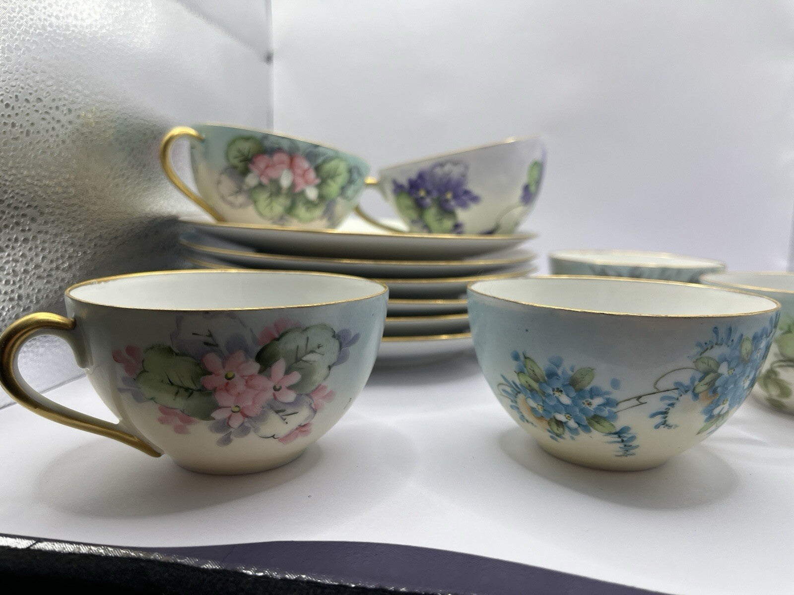 Vintage 6 Nippon 2 Piece Set Sandwich Plate & Cup W/Gold Trim And Flowers