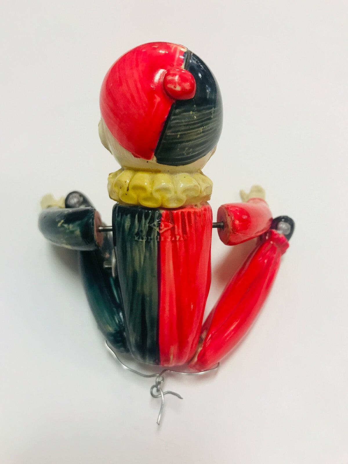 Vintage Toy Clown with Red black Clown Suit yellow Ruffles
