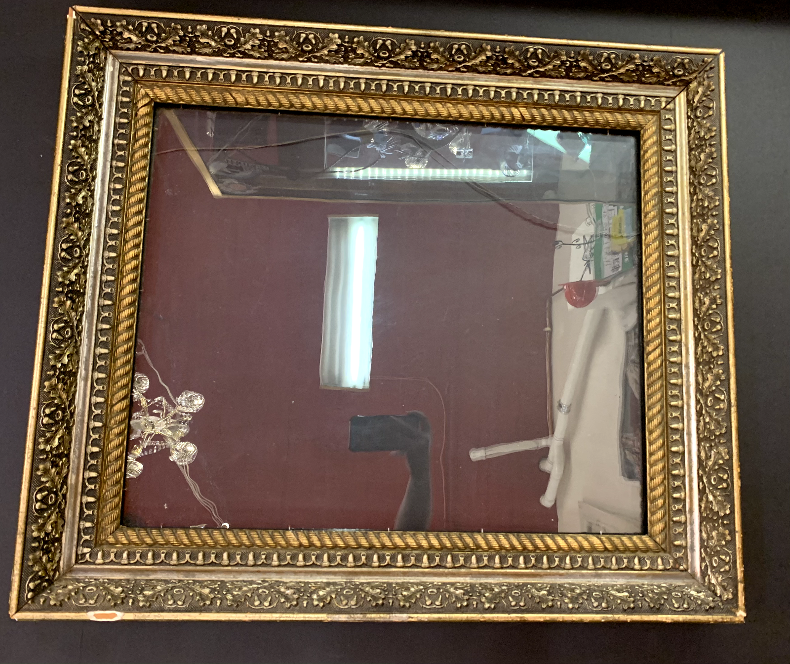 Antique Oak Wood  Oak Leaf Acorn Design 27 X 23 Civil War Era Frame