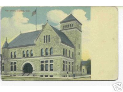 Jackson MI Michigan Post Office 1914 NICE 795 Postcard