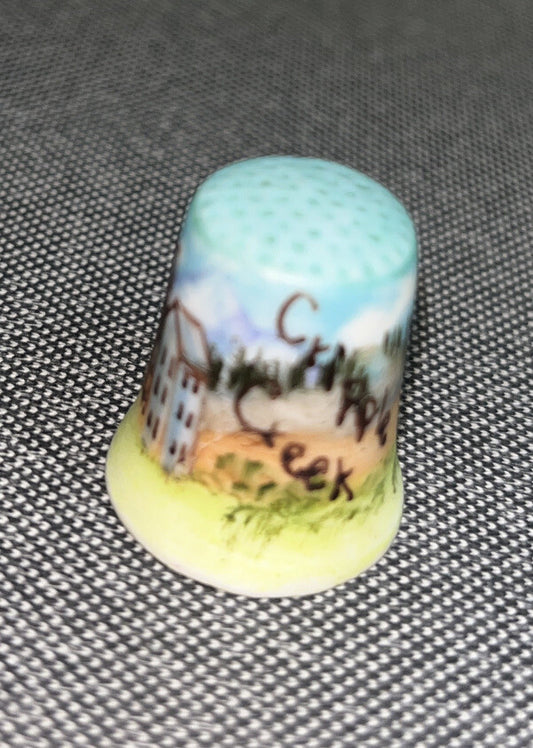 Vintage Cripple Creek Arizona Thimble Hand Painted Ceramic By Marlow