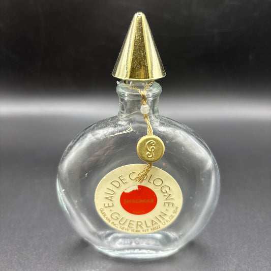 Vintage Guerlain SHALIMAR EMPTY GLASS bottle Eau De Cologne 1.7”   oz