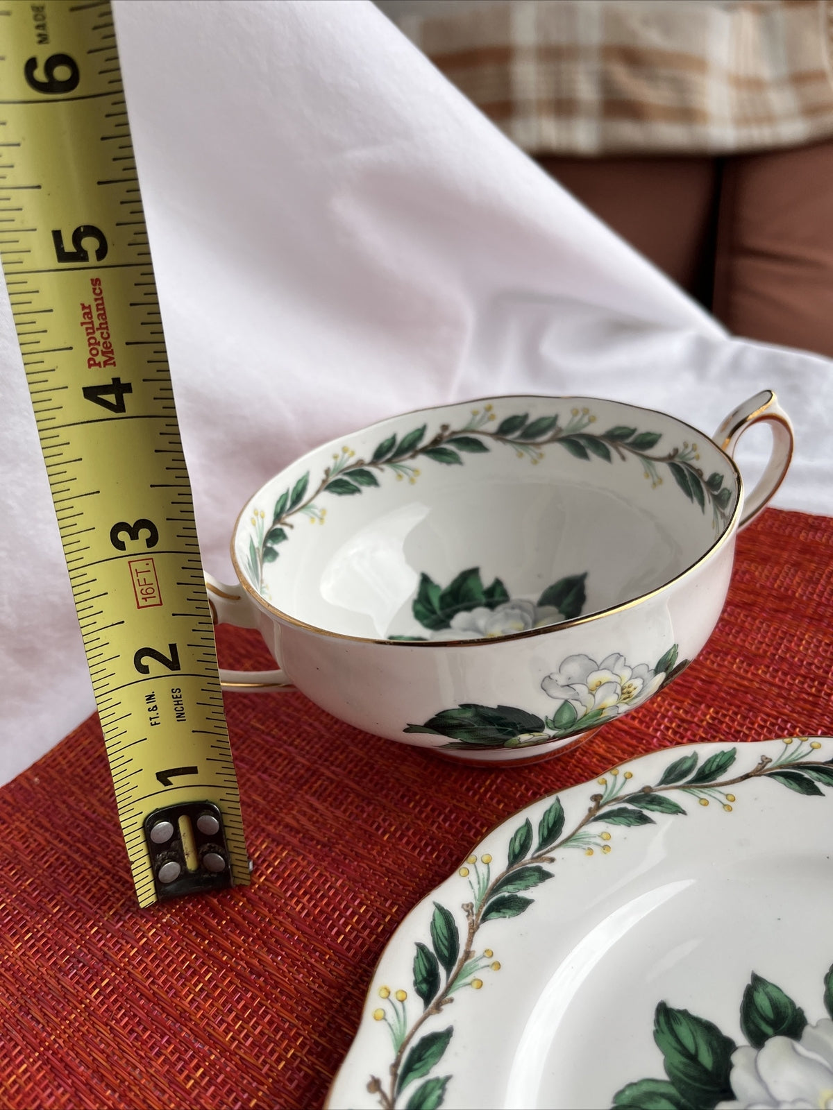 Royal Albert Lady Clare Two Handle Soup Bowl And Plate Gold Trim