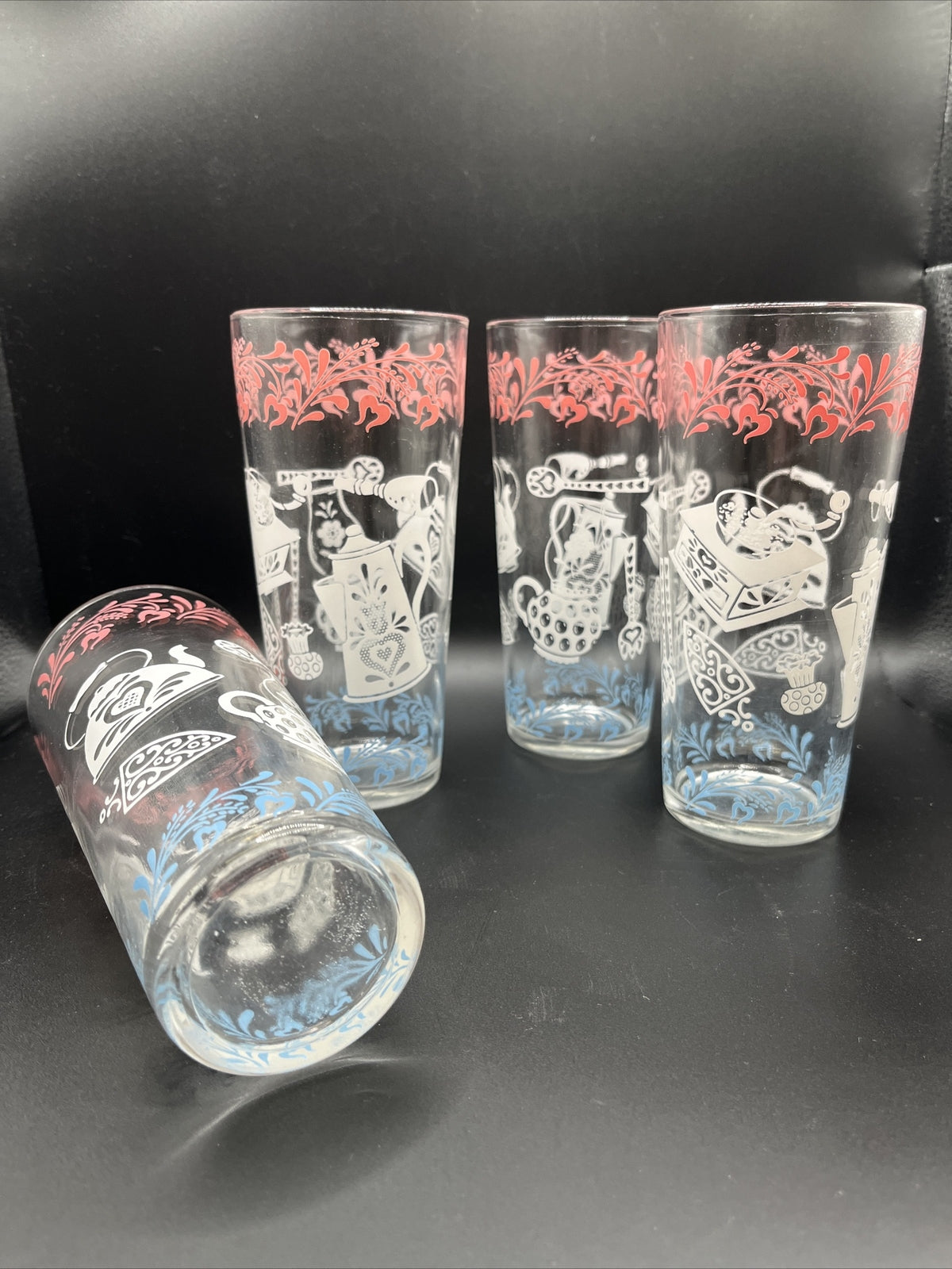 Vintage mid century glasses kitchen theme Set Of 4
