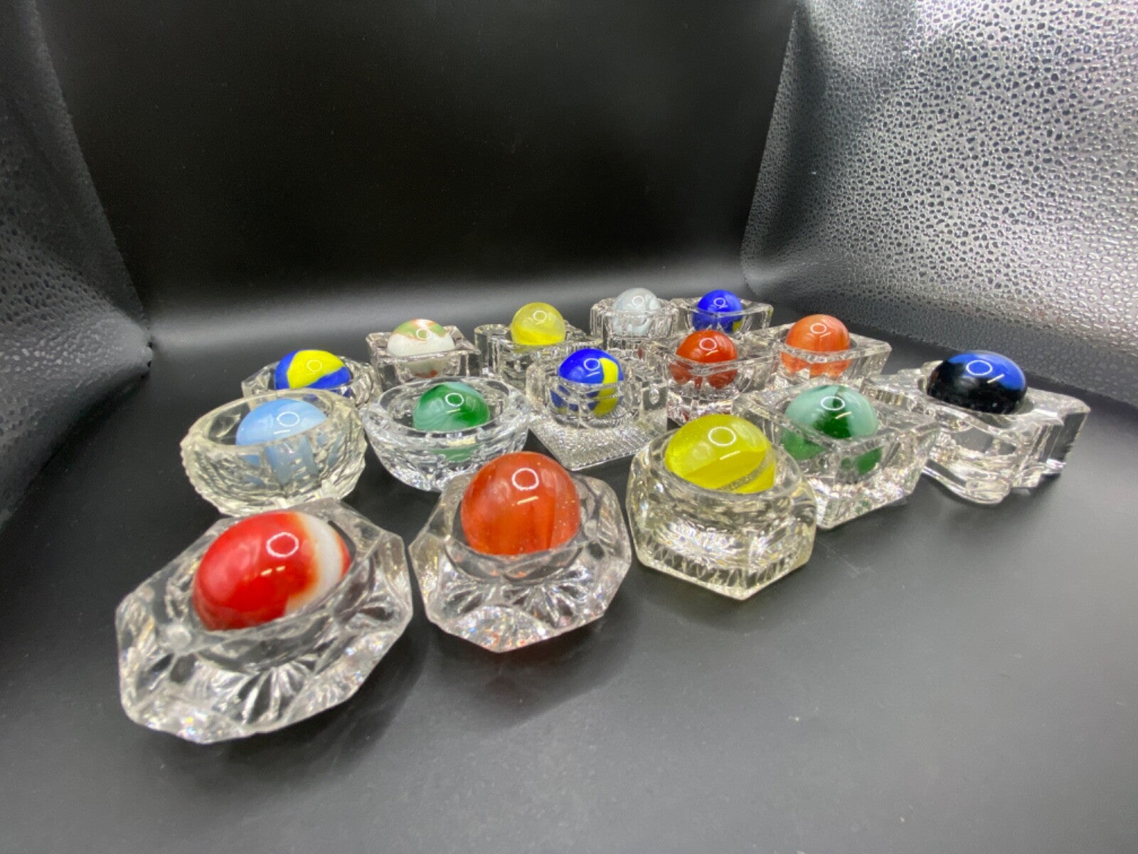 Vintage Lot of 15 large Marble boulders agate swirl Marbles Salt Dips NOT INCL