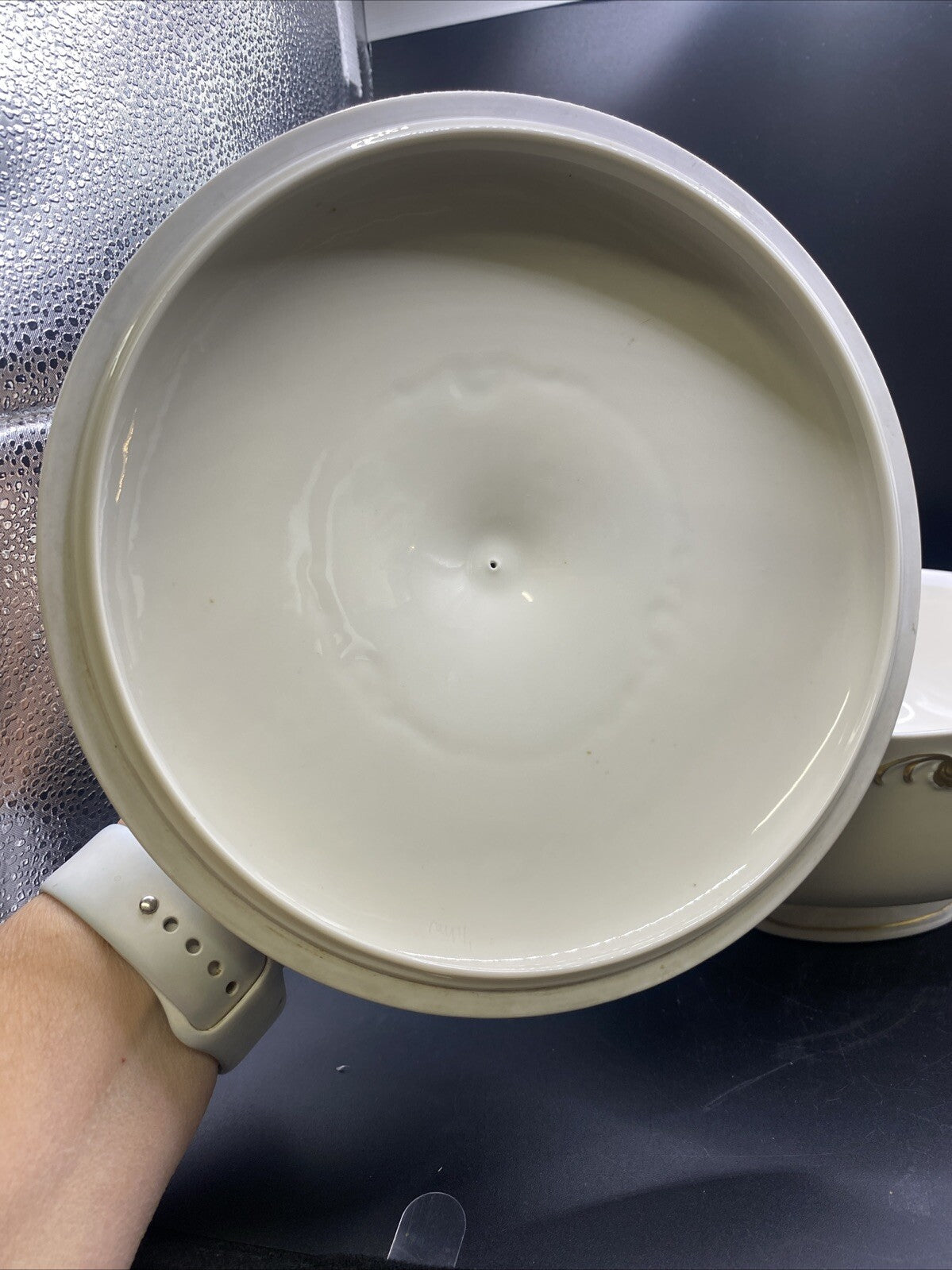 RARE Waldershof Bavaria SMALL Soup Tureen with LID Cream with Gold Rim