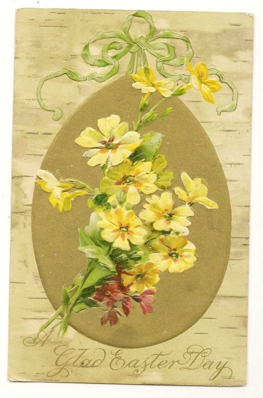 NASH Large Egg Flowers Embossed Easter Postcard Series