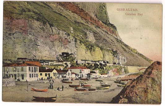 Catalan Bay Gibraltar Postcard boats Beach houses
