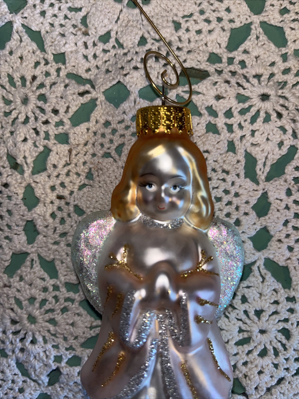 Vintage Pretty Angel Mercury Glass Christmas Ornament