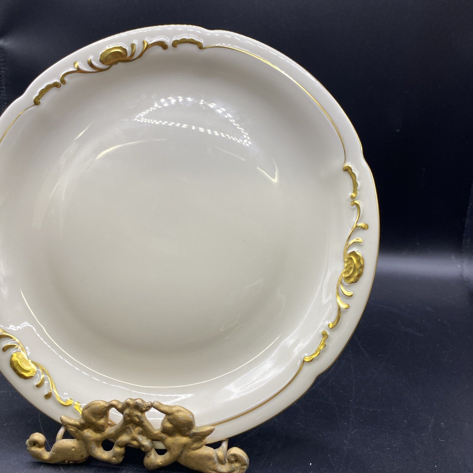 RARE 7.5" Bread Plates  Waldershof Bavaria Serving Cream with Gold Rim