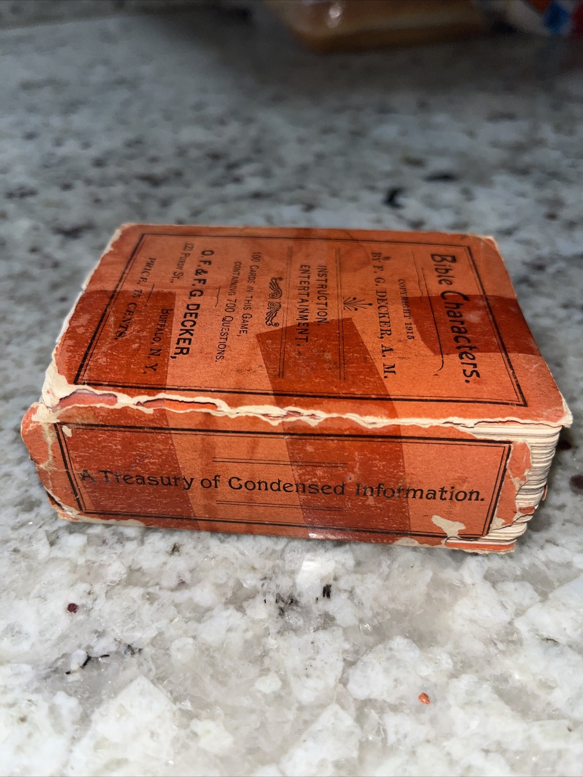 Antique 1915 Bible Characters Trivia Card Game By F.G. Decker A.M. Rare Complete