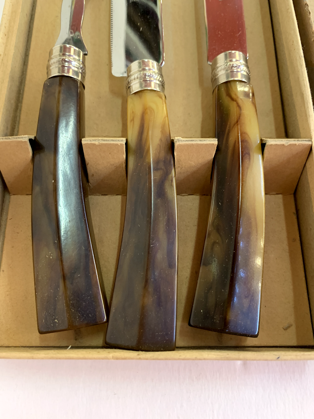 Vintage Parker & Sons Sheffield England 3 Piece Carving Set Bakelite Bladehandle