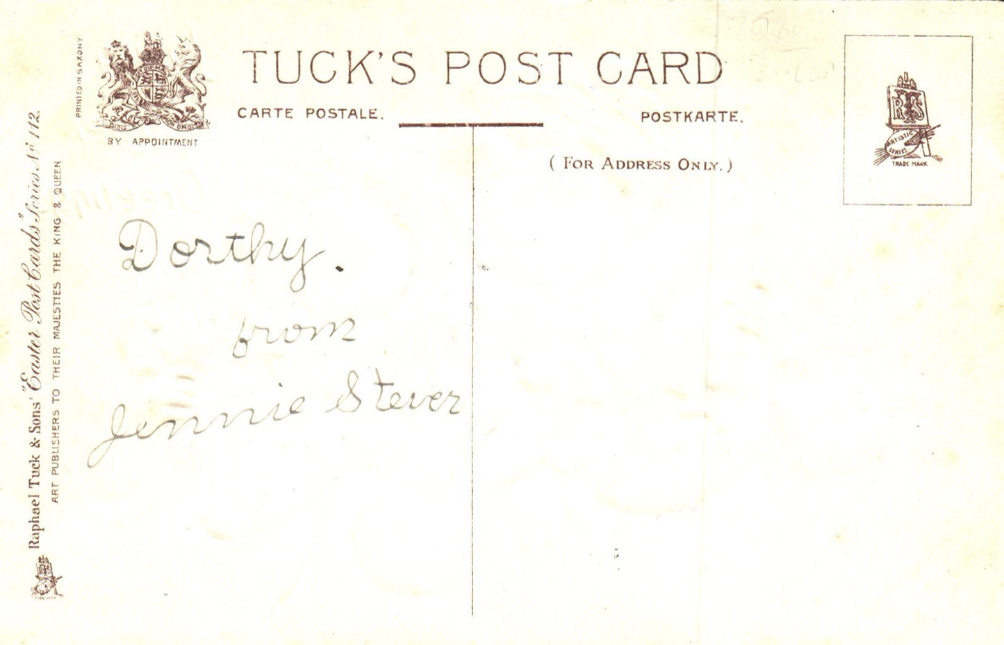 Loving Easter Greetings Children Holding White Rabbits Vintage Easter Postcard