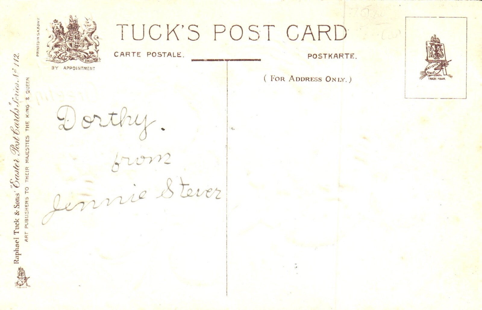 Loving Easter Greetings Children Holding White Rabbits Vintage Easter Postcard