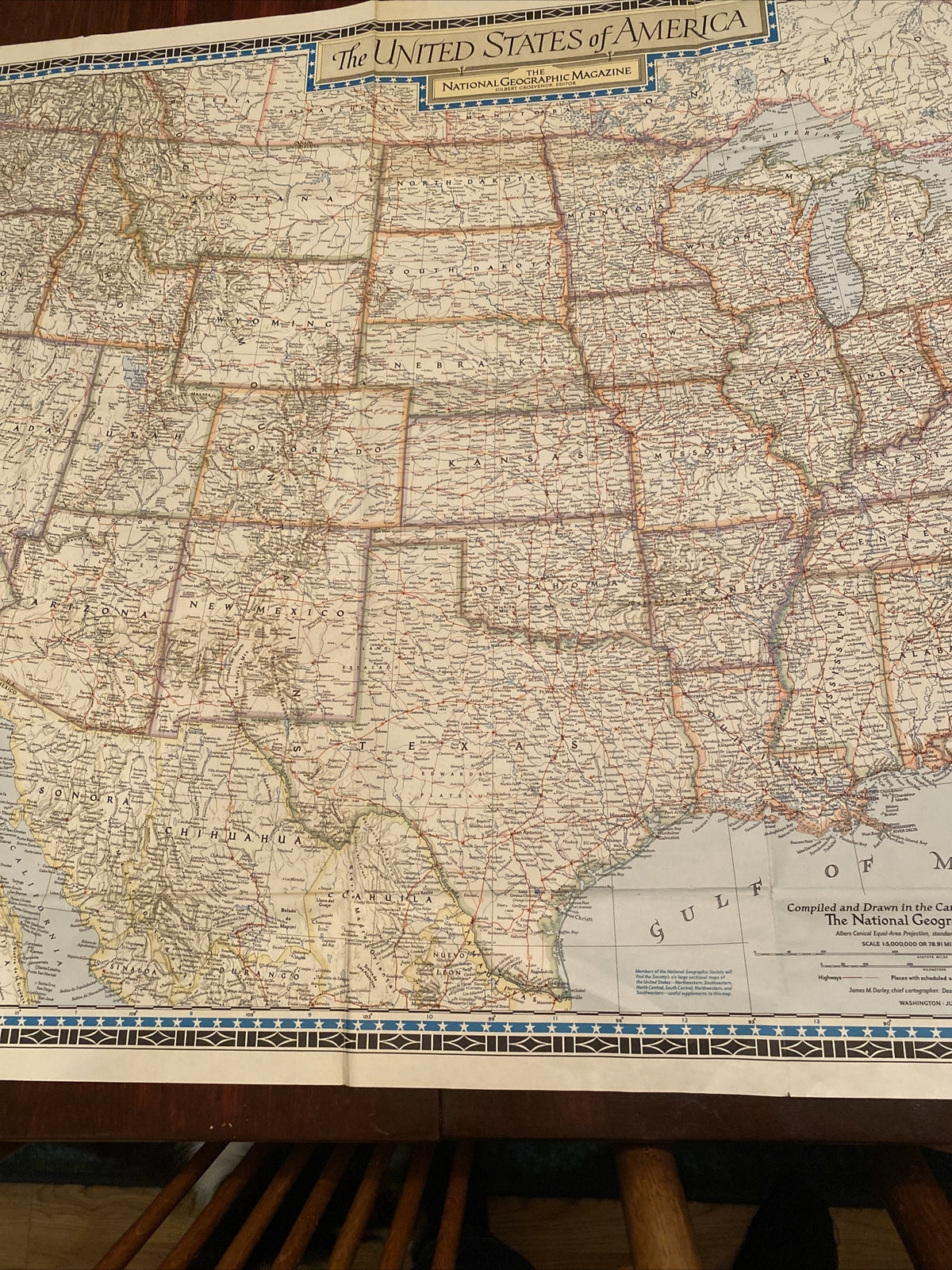 Vintage June 1951 National Geographic Map 41" x 26" 