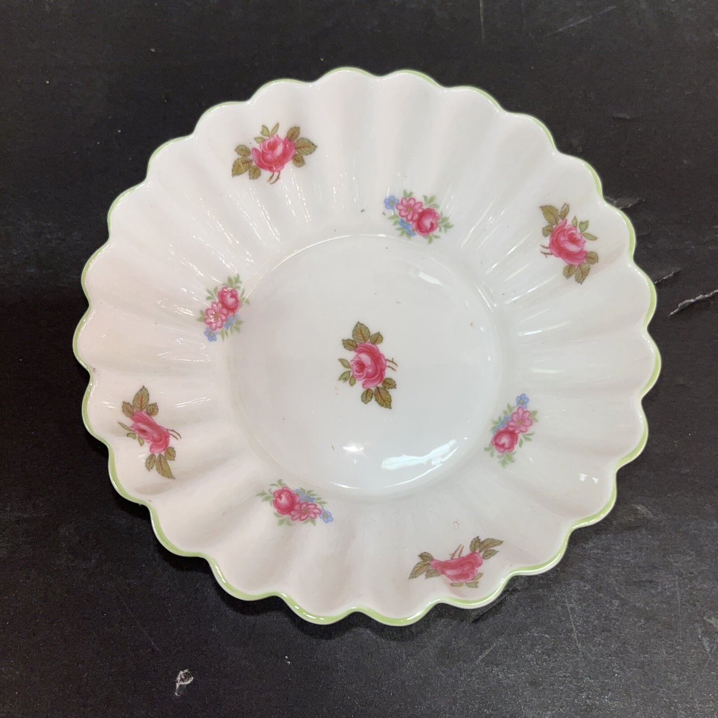 Shelley England Pink/red Floral Bone China Trinket Dish  or Pin Tray