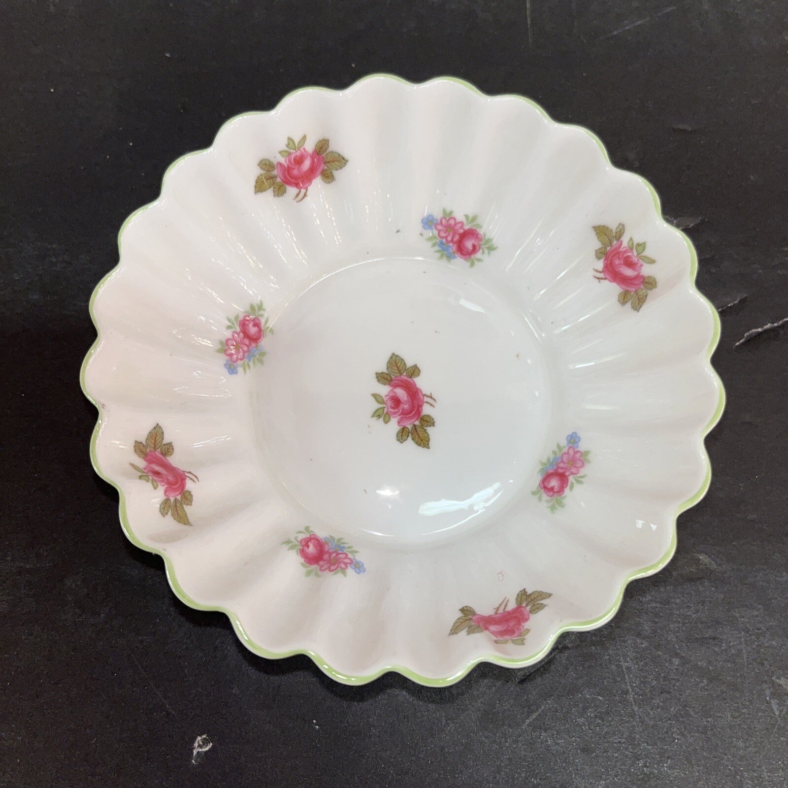 Shelley England Pink/red Floral Bone China Trinket Dish  or Pin Tray
