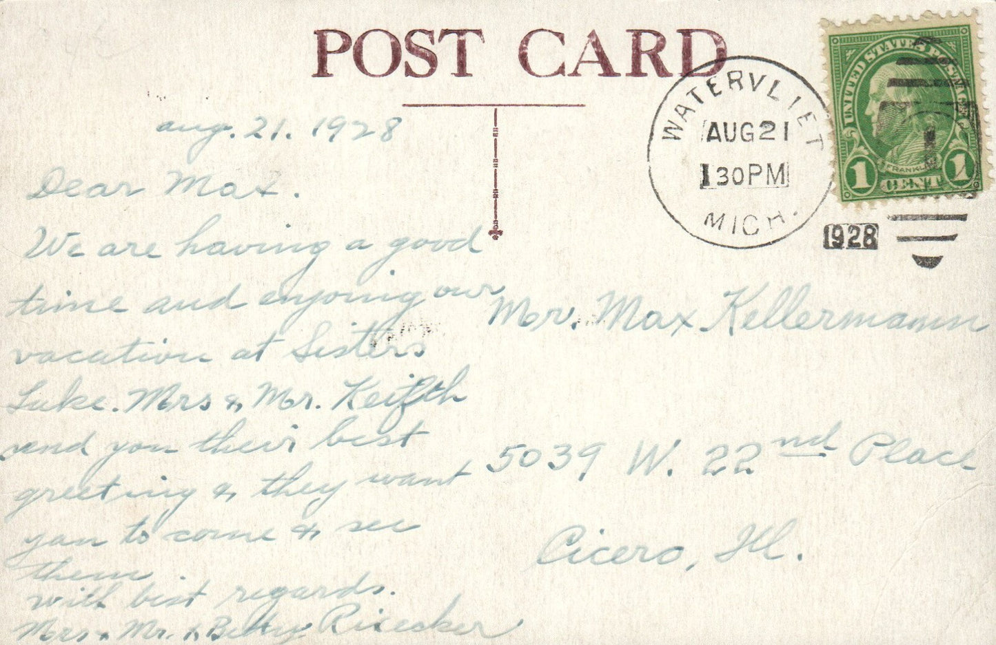 Kieft's Resort Near Sisters Lake Michigan MI Postcard