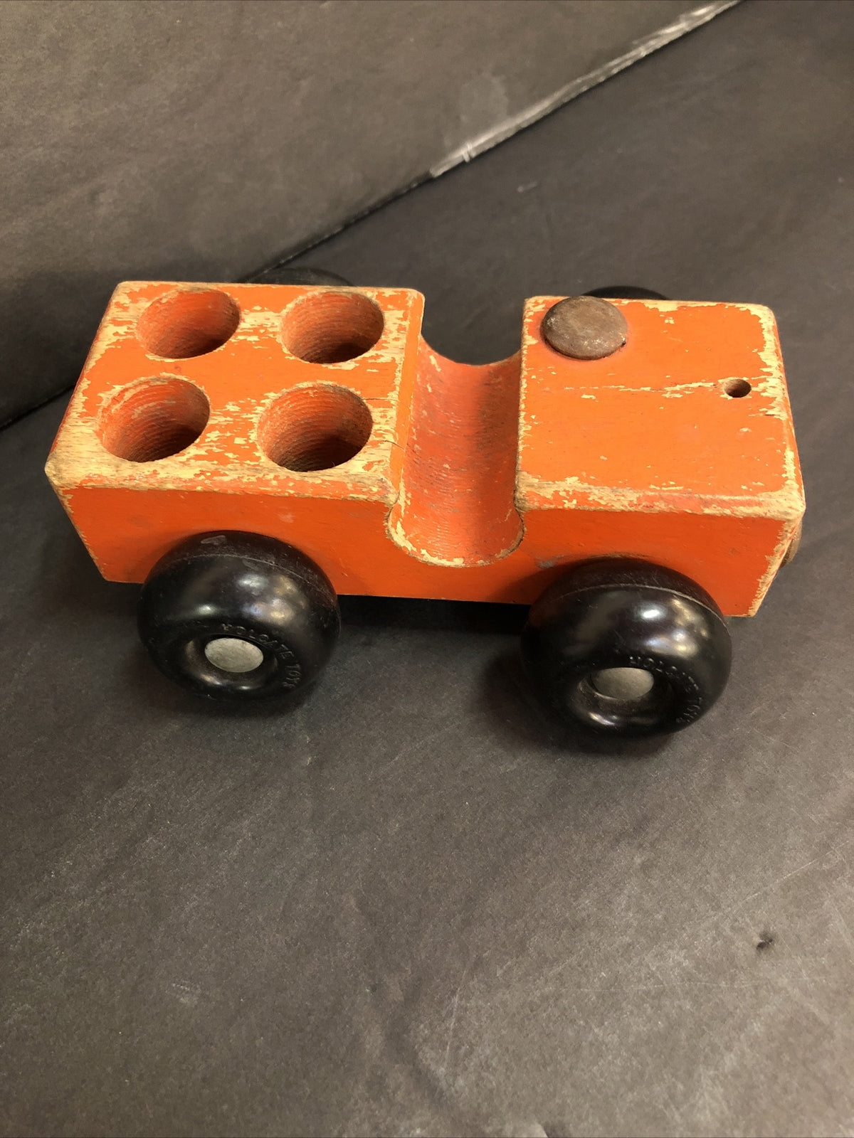 LOT of Vintage Holgate 5 wood Wooden Toy Cars and 1 Trailer