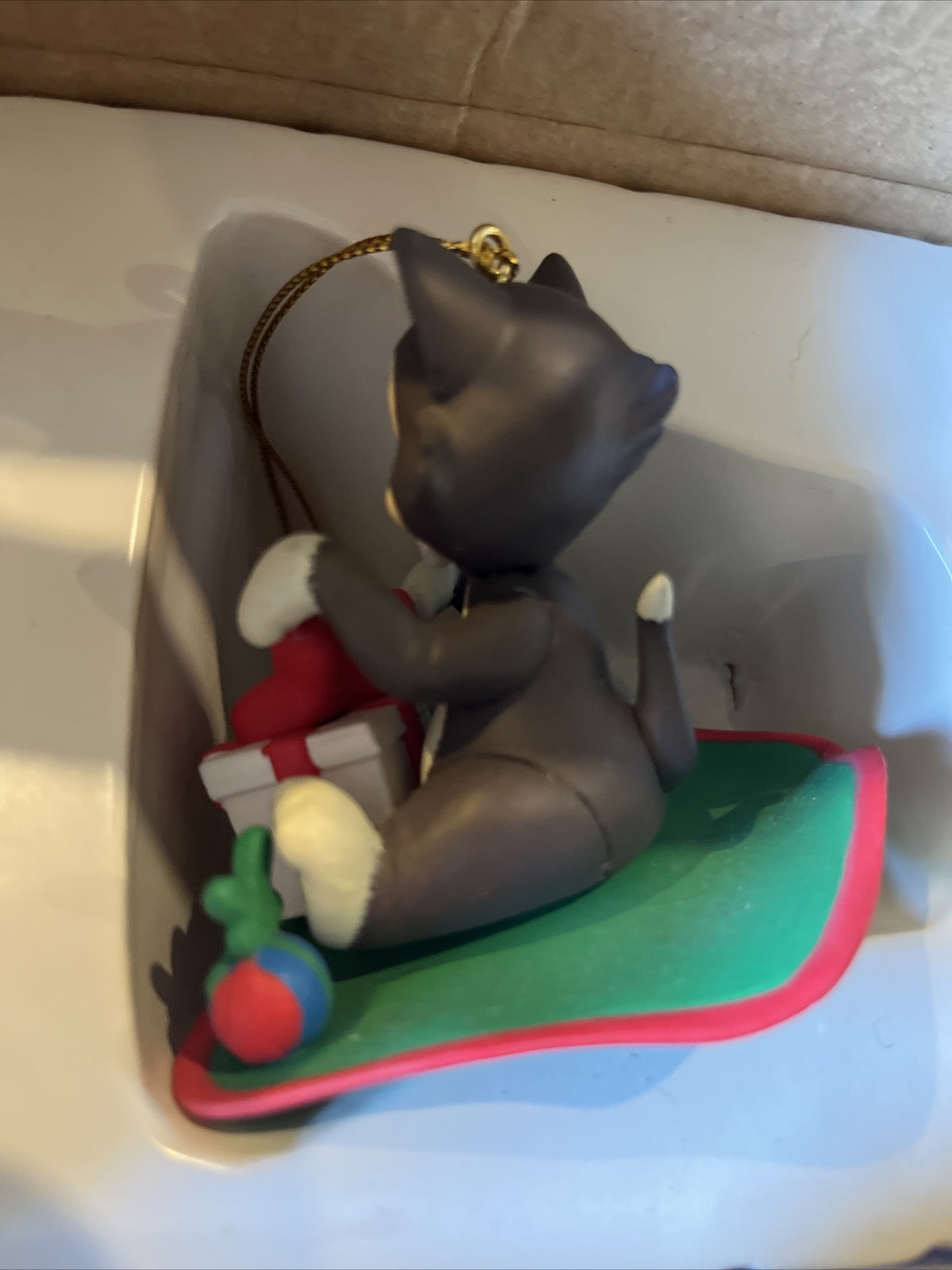 Grolier Christmas Magic Ornament Pinocchio Figaro Cat Disney #18063