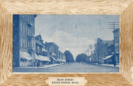 View Down Main Street in Eaton Rapids Michigan Mich MI Postcards