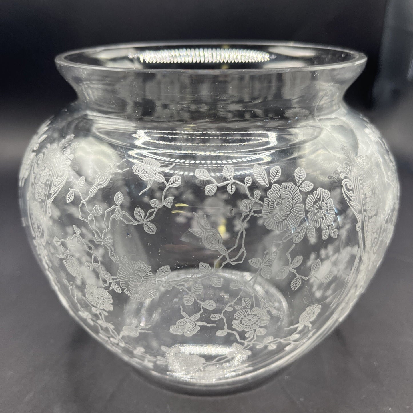 Cambridge Rose Point  Clear 6 ¼” Globe Vase