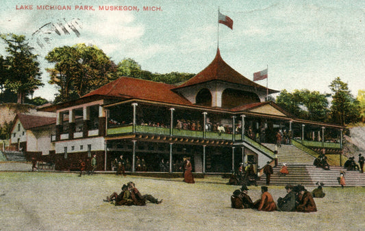 Lake Michigan Park Muskegon MI Michigan Mich Postcard