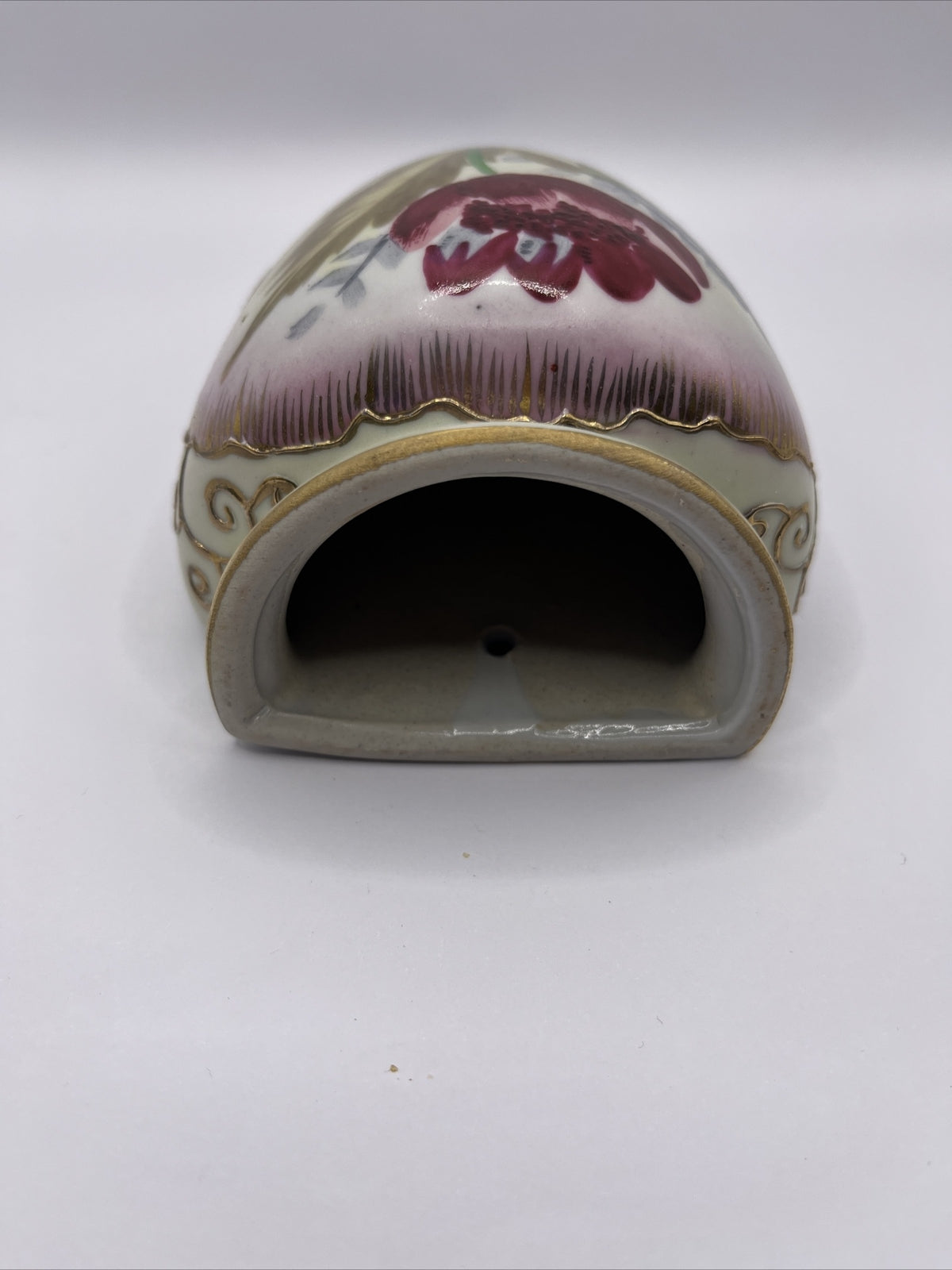 Antique Nippon Wall Pocket Morimura Hand Painted Flower Gold Moriage Porcelain