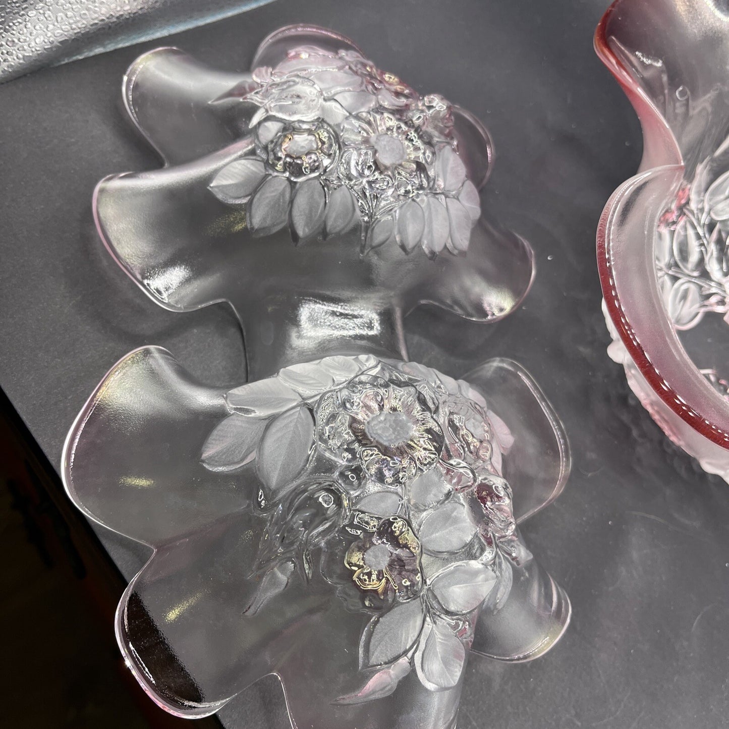 Mikasa Pink Dogwood Flower Rosella Crystal Glass Set Made in W. Germany