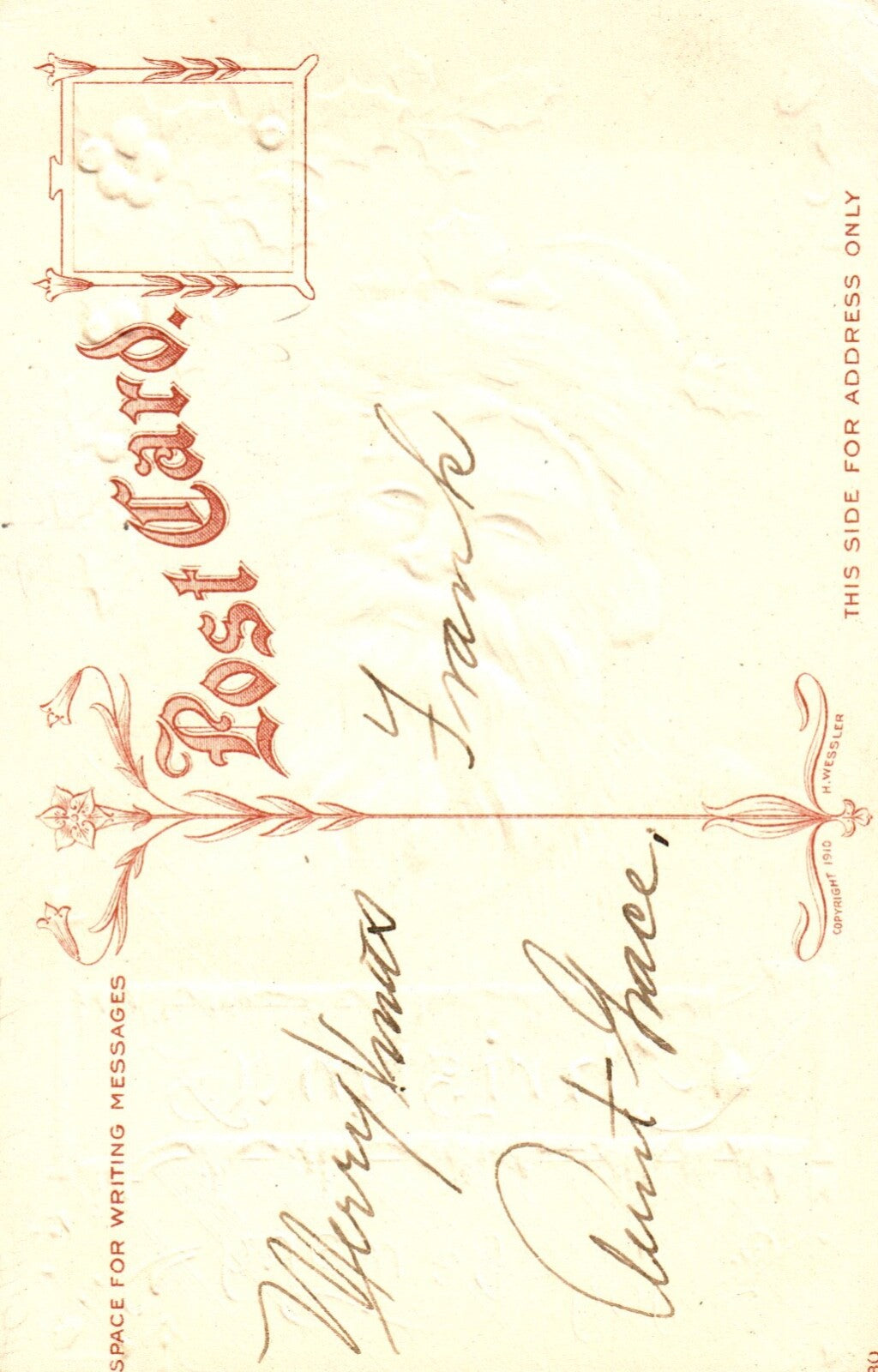 May Christmas Joys Be Many Santa Claus w/ Holly Vintage Santa Christmas Postcard