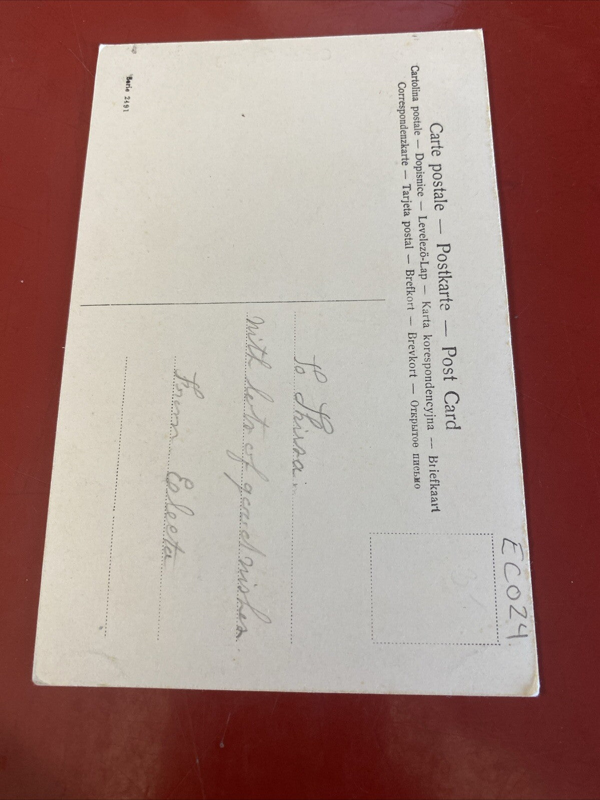 Easter Greetings Girl in Mountains Lambs vintage postcard #2491