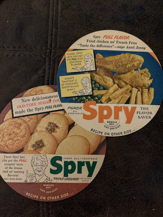 Vintage Spry Shortening Can Cardboard Lid Insert