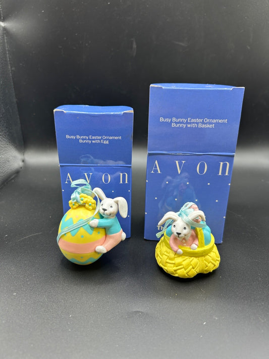 NEW Vintage AVON Busy Bunny Easter Ornament, Bunny with Basket and watering can!