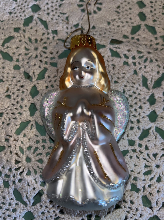 Vintage Pretty Angel Mercury Glass Christmas Ornament