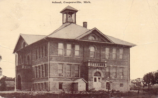 School Building in Coopersville MI Michigan Postcard