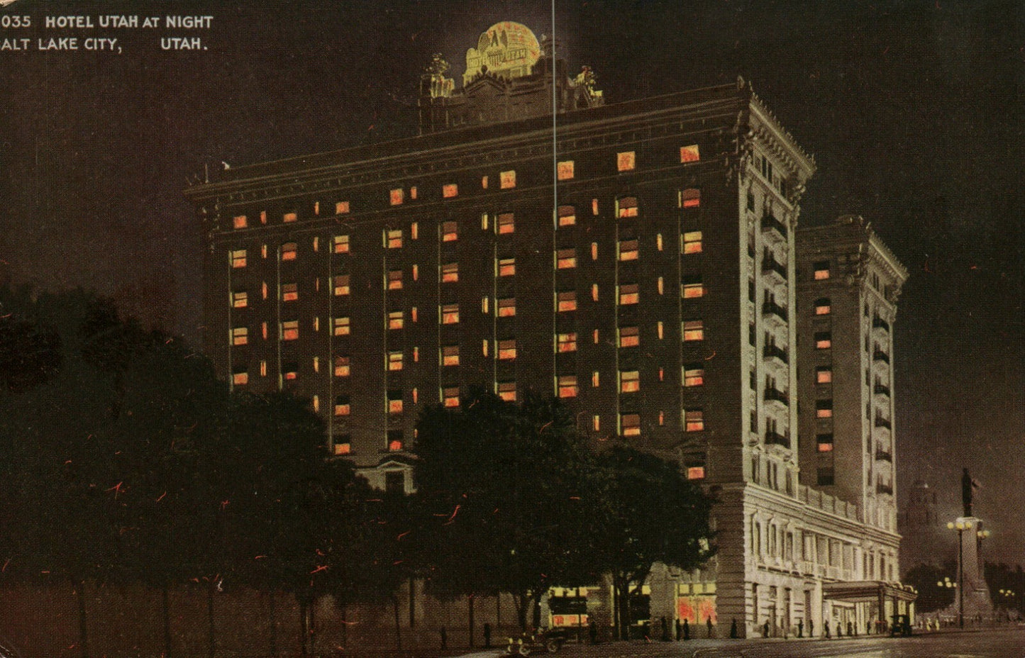 Hotel Utah At Night Salt Lake City UT Utah postcard