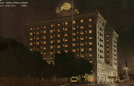 Hotel Utah At Night Salt Lake City UT Utah postcard