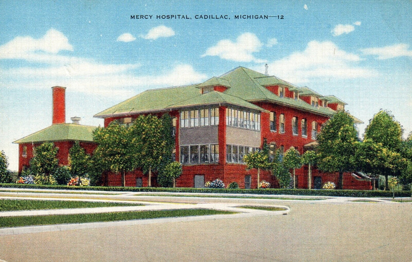 Mercy Hospital in Cadillac MI Michigan Postcard