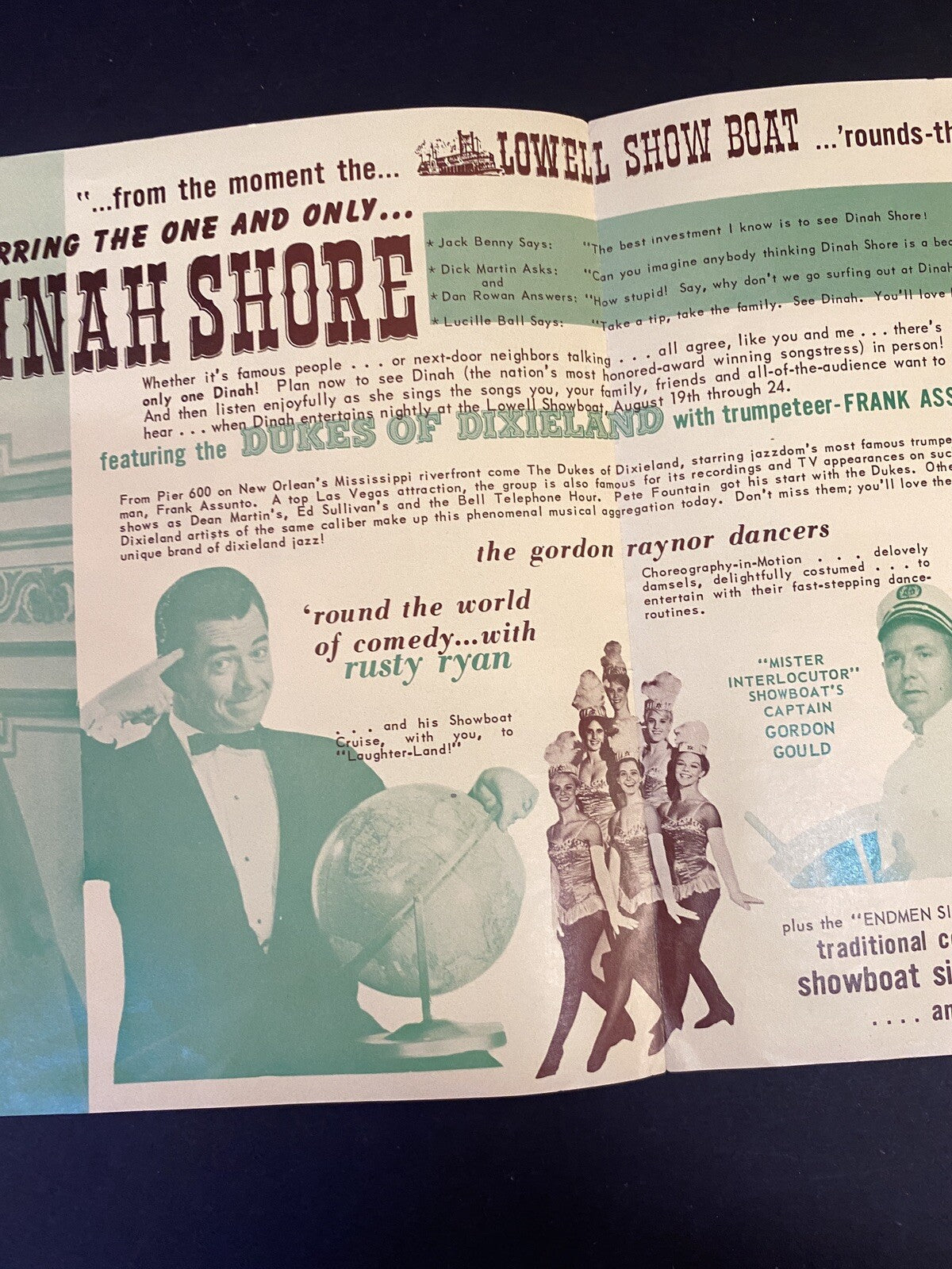 1968 Dinah Shore Lowell Showboat Mi Michigan brochure