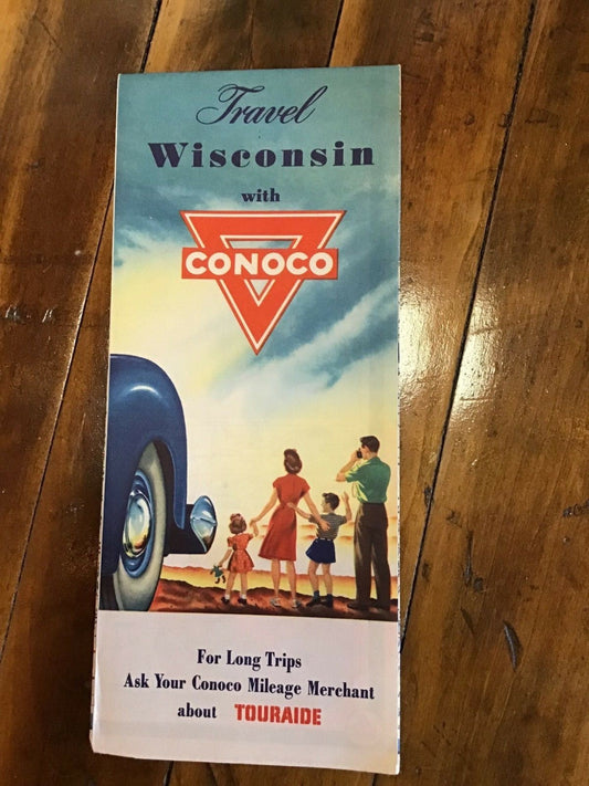 Vintage Map  1940 Conoco highway map of Wisconsin 