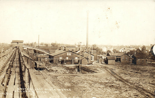 Real Photo RPPC Dayton Last Block Works Gaylord MI Mich  Michigan Postcard