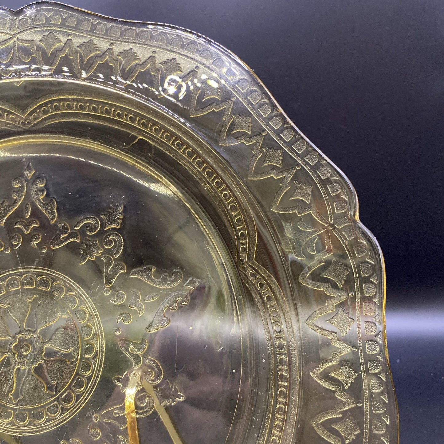 Federal Amber Patrician Spoke Yellow Depression Glass 11" Dinner Plate VTG 1930